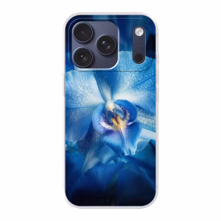 Blauw - Orchidee - Elegeant Telefoonhoesje iPhone 17 Pro klein -3d