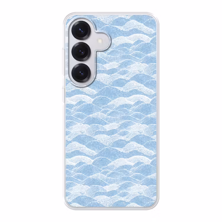 Blauw - Wit - Golven - Getekend Telefoonhoesje Samsung Galaxy S26 klein 975 -3d