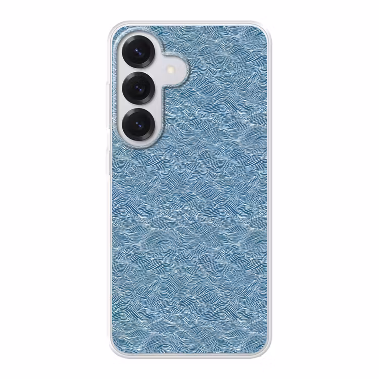 Blauw - Wit - Golven - Getekend - Textuur Telefoonhoesje Samsung Galaxy S26 klein 975 -3d