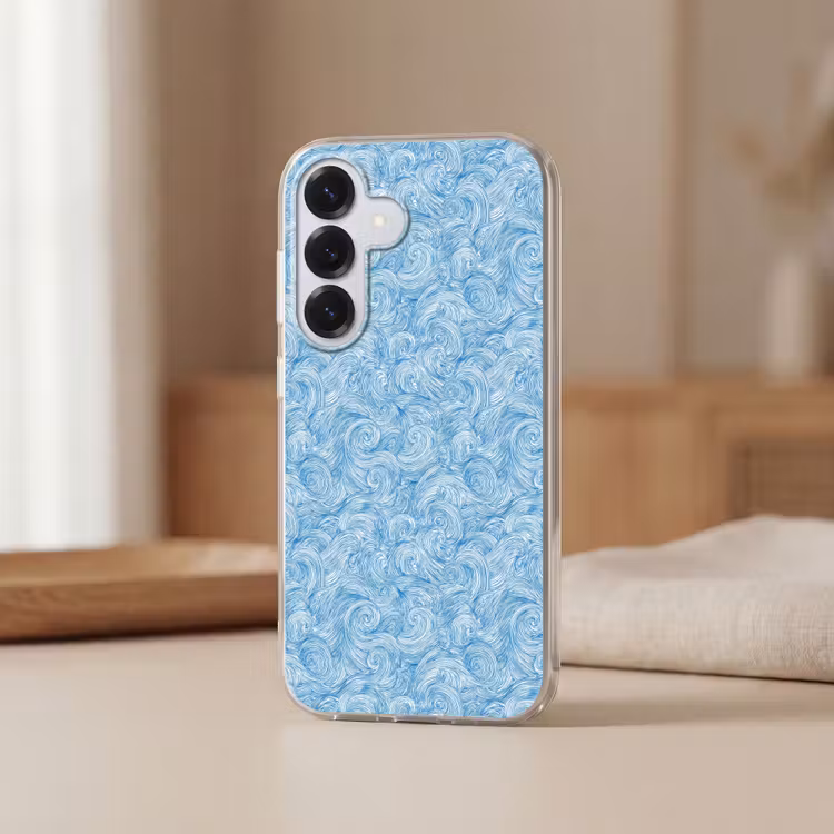 Blauw - Wit - Spiraal - Golven - Lijnen Telefoonhoesje Samsung Galaxy S26 klein 975 -sfeer2
