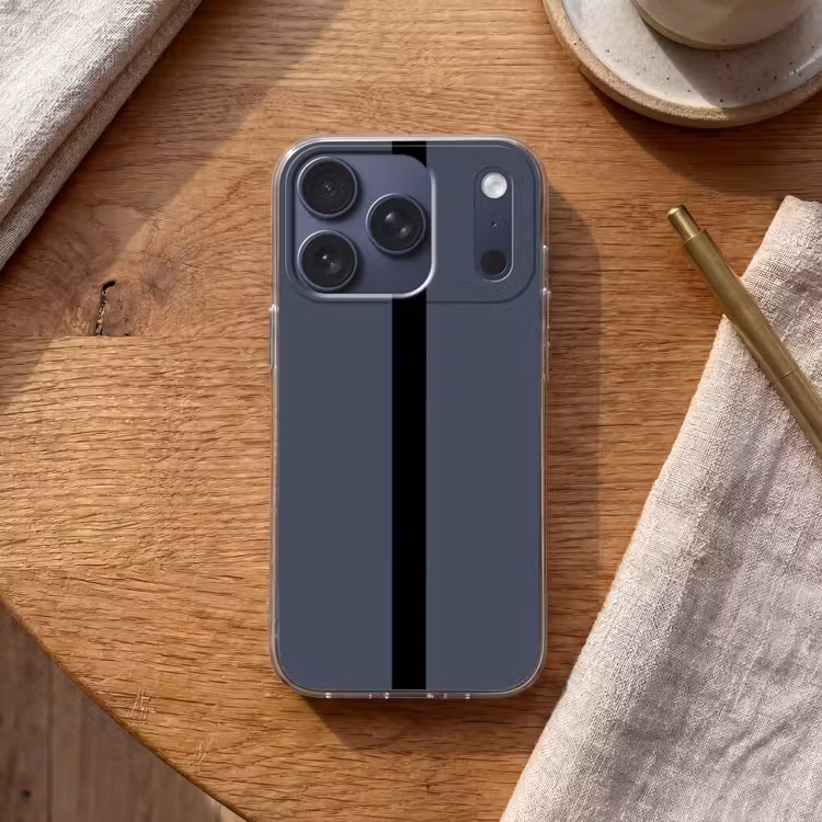 Blauw - Zwart - Streep - Minimalistisch Telefoonhoesje iPhone 17 Pro klein -sfeer1