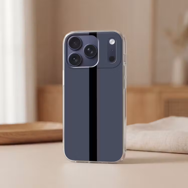 Blauw - Zwart - Streep - Minimalistisch Telefoonhoesje iPhone 17 Pro klein -sfeer2