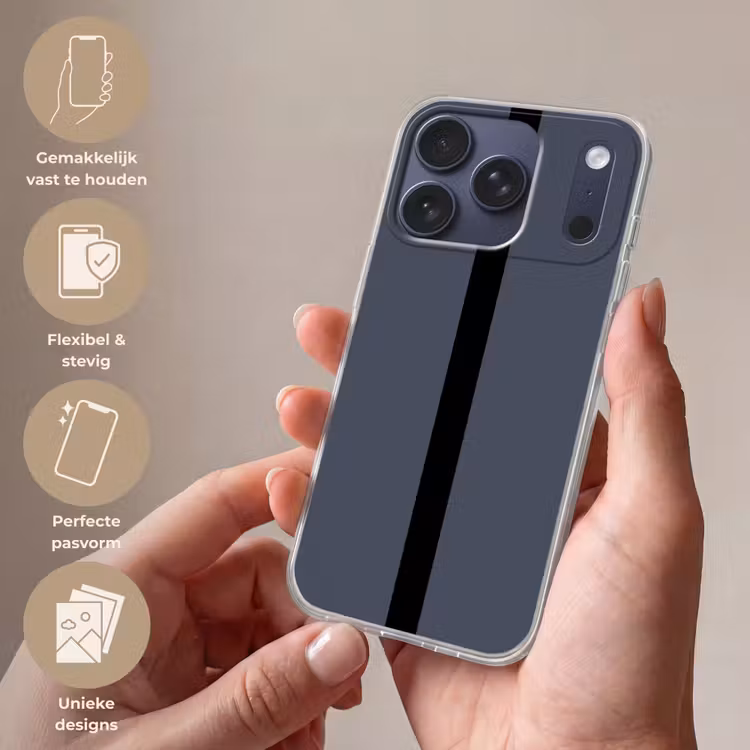 Blauw - Zwart - Streep - Minimalistisch Telefoonhoesje iPhone 17 Pro klein -sfeer3_NL