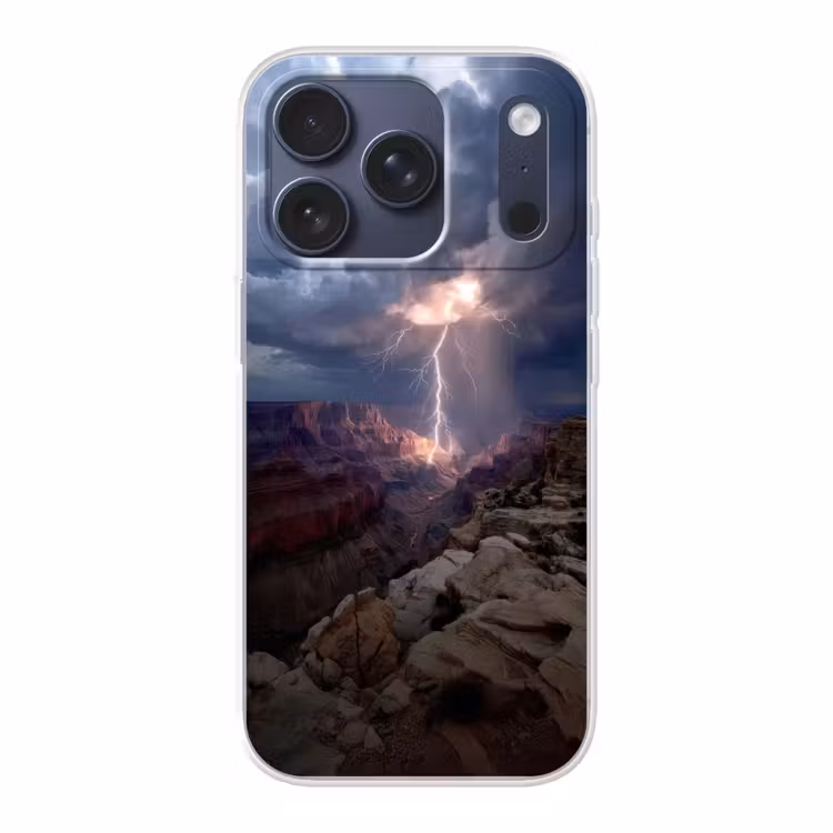Bliksem - Wolken - Canyon Telefoonhoesje iPhone 17 Pro klein -3d