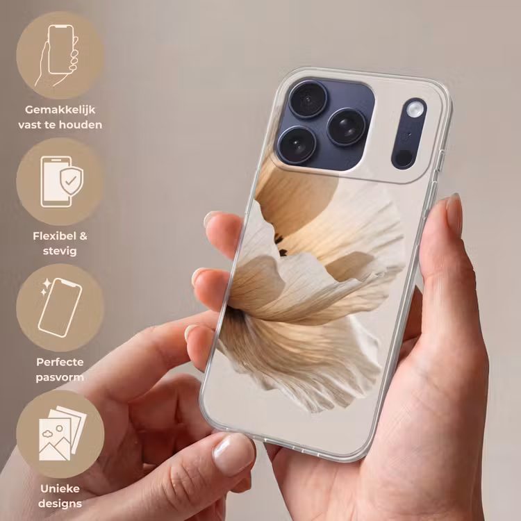 Bloem - Beige - Crème Telefoonhoesje iPhone 17 Pro klein -sfeer3_NL