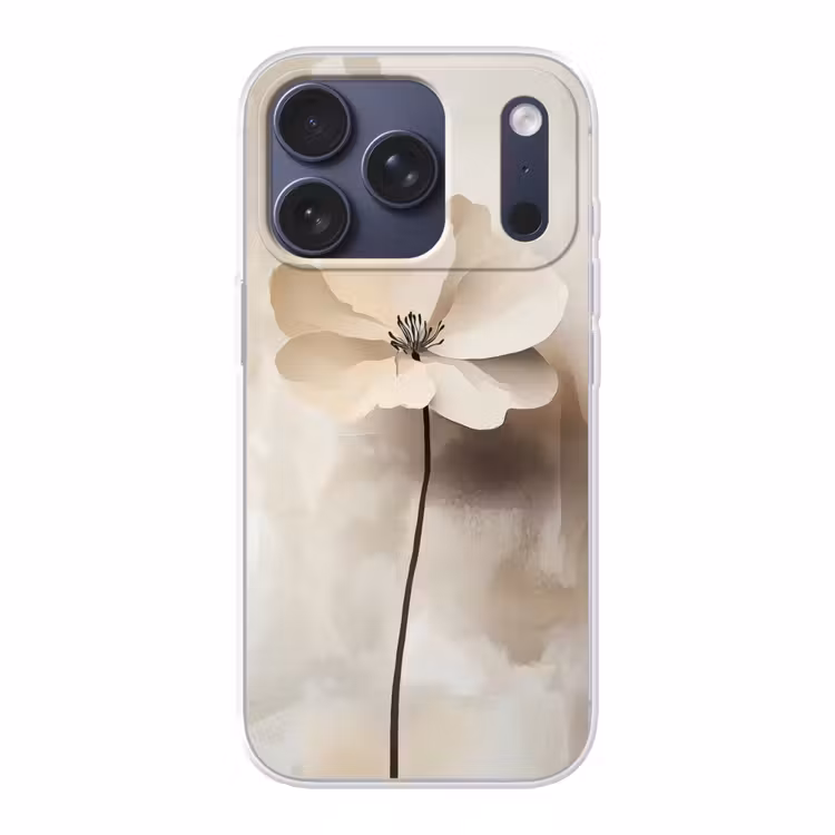 Bloem - Beige - Verf - Schaduw Telefoonhoesje iPhone 17 Pro klein -3d