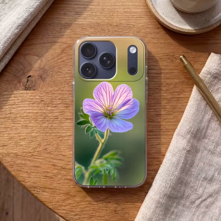 Bloem - Close up - Paars Telefoonhoesje iPhone 17 Pro klein -sfeer1