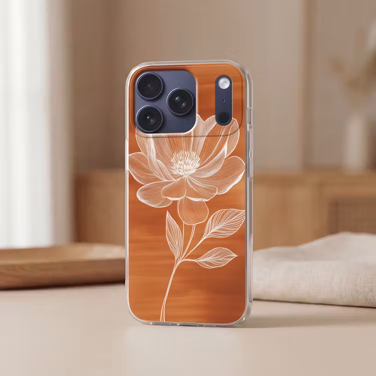Bloem - Minimalistisch - Wit Telefoonhoesje iPhone 17 Pro klein -sfeer2