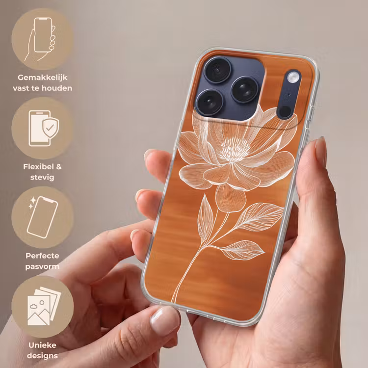 Bloem - Minimalistisch - Wit Telefoonhoesje iPhone 17 Pro klein -sfeer3_NL