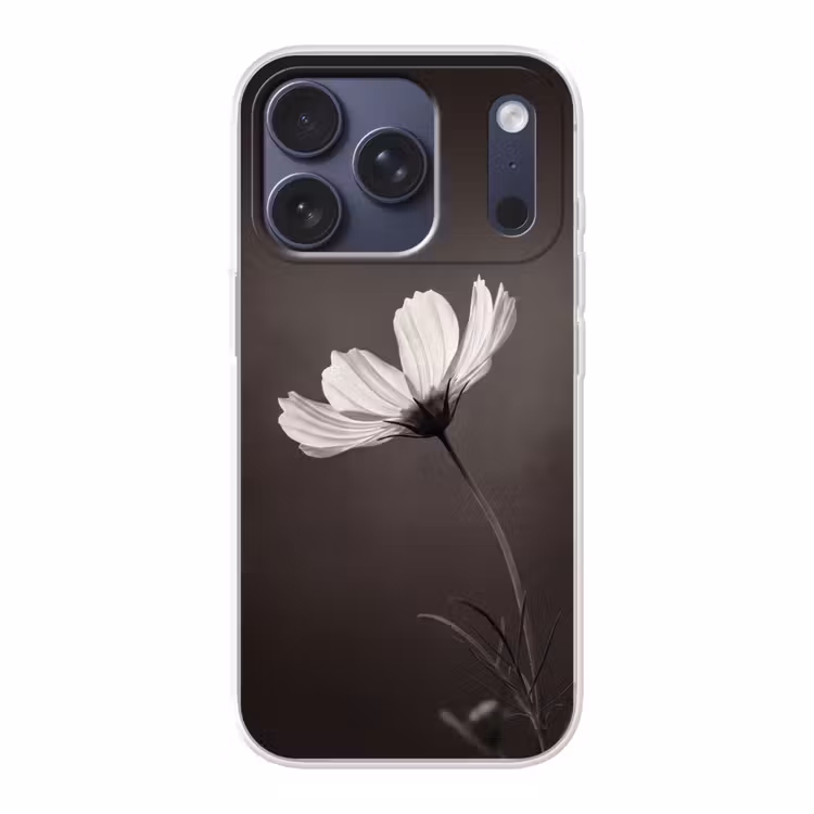 Bloem - Minimalistisch - Zwart - Wit Telefoonhoesje iPhone 17 Pro klein -3d