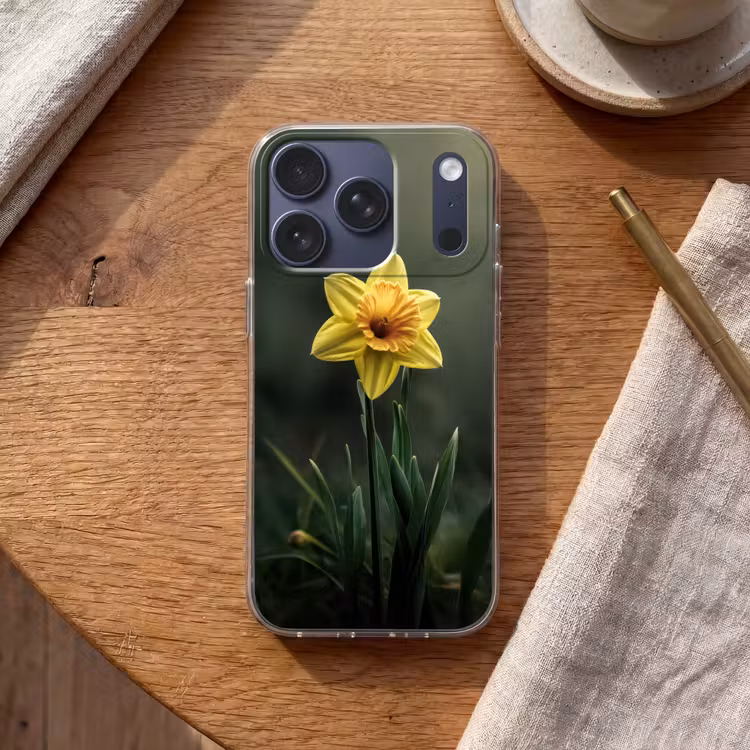 Bloem - Narcis - Gras - Geel Telefoonhoesje iPhone 17 Pro klein -sfeer1