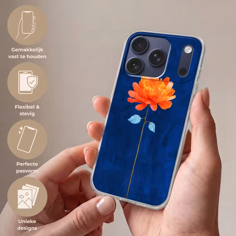 Bloem - Oranje - Bladeren Telefoonhoesje iPhone 17 Pro klein -sfeer3_NL