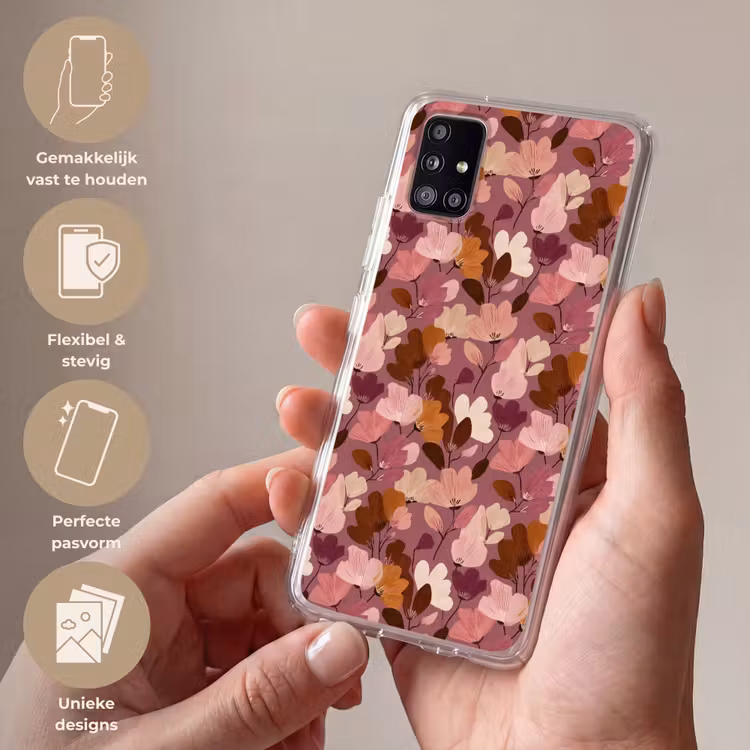 Bloem - Patroon - Roze Telefoonhoesje Samsung Galaxy A51 5G klein 373 -sfeer3_NL