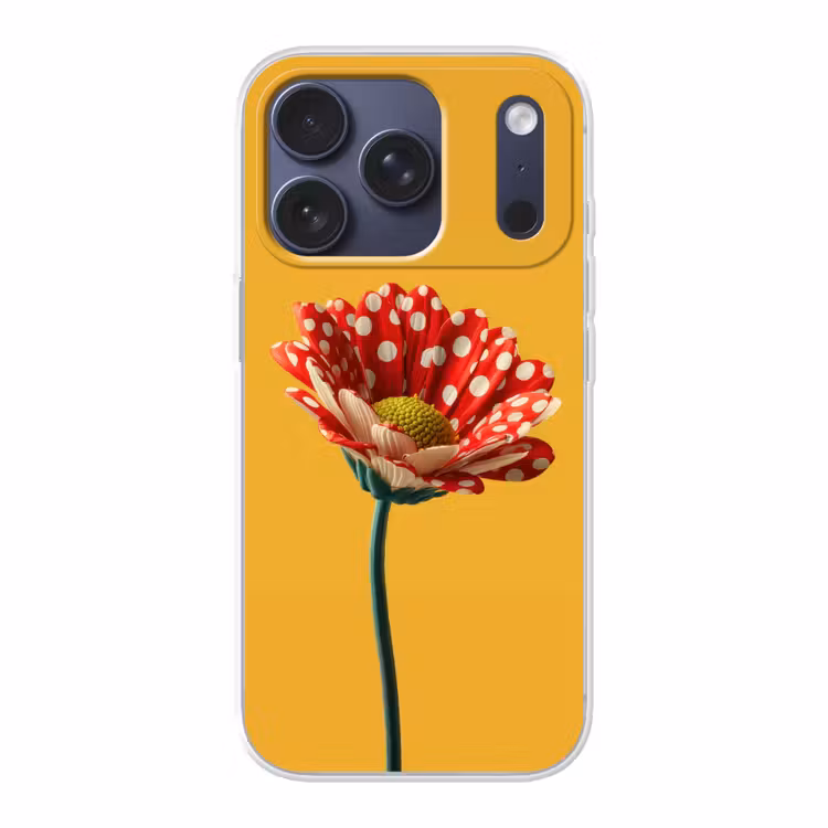 Bloem - Rood - Stippen Telefoonhoesje iPhone 17 Pro klein -3d