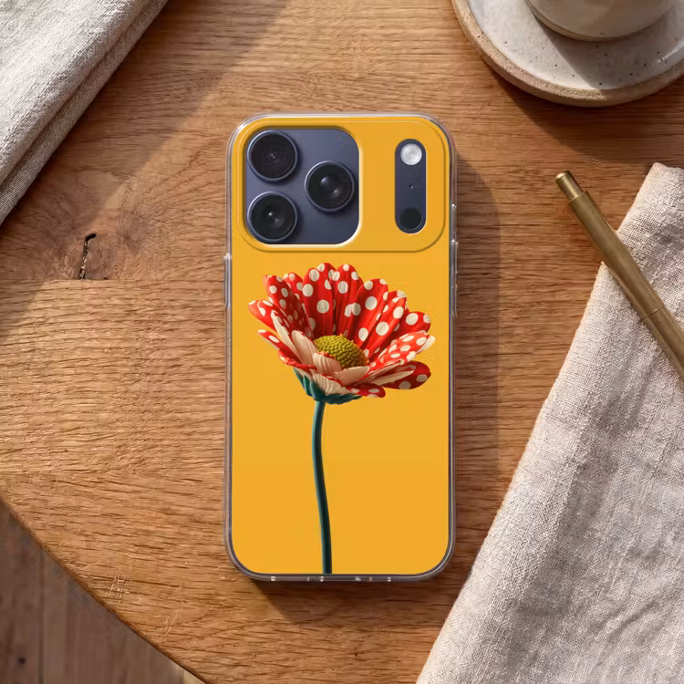 Bloem - Rood - Stippen Telefoonhoesje iPhone 17 Pro klein -sfeer1