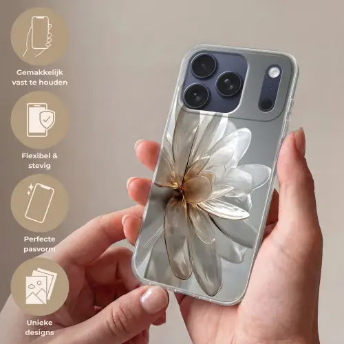 Bloem - Wit - Neutraal Telefoonhoesje iPhone 17 Pro klein -sfeer3_NL