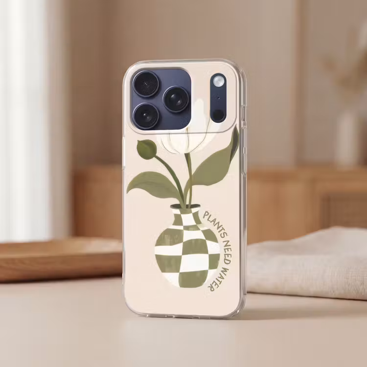 Bloem - Wit - Vaas - Quote Telefoonhoesje iPhone 17 Pro klein -sfeer2