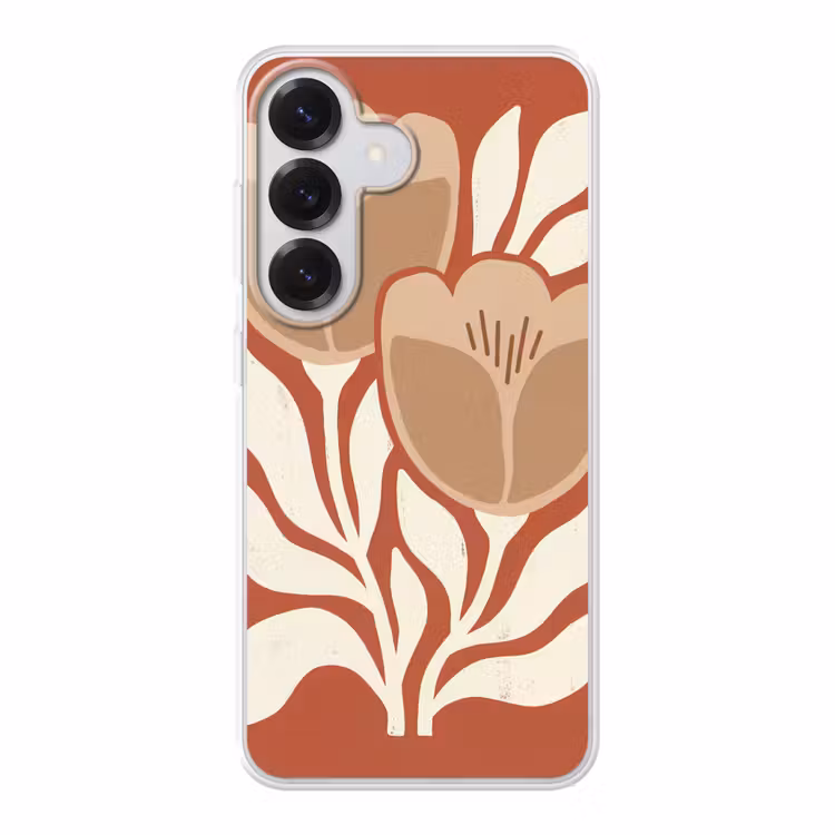 Bloemen - Abstract - Modern - Beige - Natuur Telefoonhoesje Samsung Galaxy S26 klein -3d