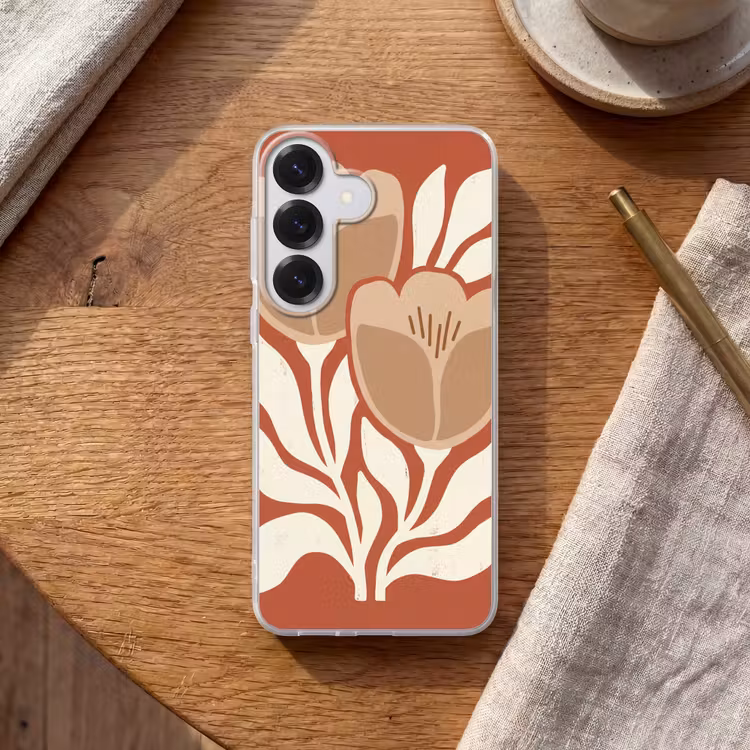 Bloemen - Abstract - Modern - Beige - Natuur Telefoonhoesje Samsung Galaxy S26 klein -sfeer1