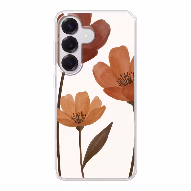 Bloemen - Abstract - Modern - Bruin - Decoratief Telefoonhoesje Samsung Galaxy S26 klein -3d