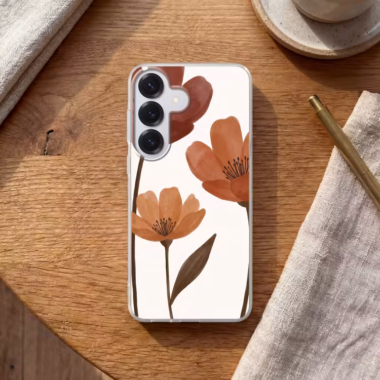 Bloemen - Abstract - Modern - Bruin - Decoratief Telefoonhoesje Samsung Galaxy S26 klein -sfeer1
