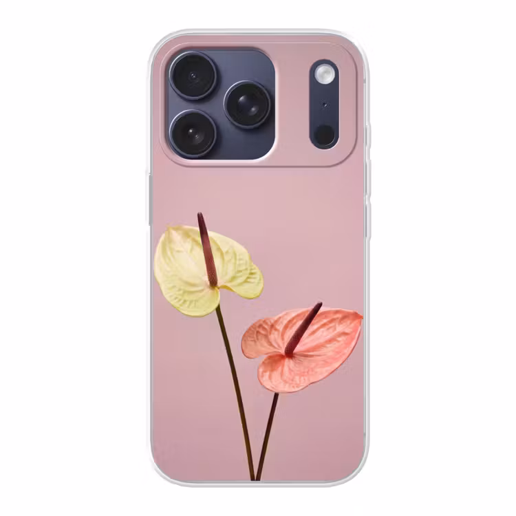 Bloemen - Anthuriums - Geel - Roze Telefoonhoesje iPhone 17 Pro klein -3d