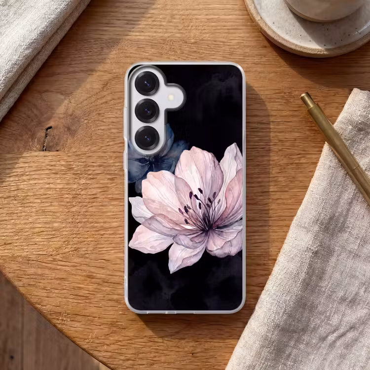 Bloemen - Aquarel - Modern - Roze - Donker Telefoonhoesje Samsung Galaxy S26 klein -sfeer1