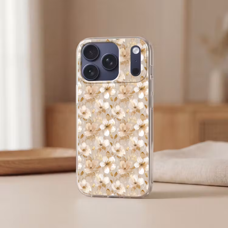 Bloemen - artistiek - Goud Telefoonhoesje iPhone 17 Pro klein 878 -sfeer2