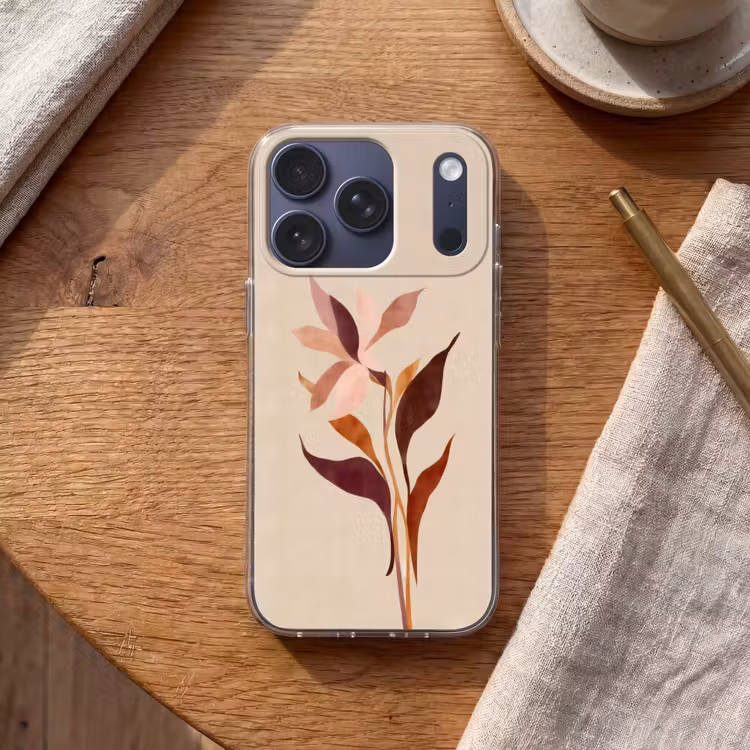 Bloemen - Blaadjes - Minimalistisch - Roze Telefoonhoesje iPhone 17 Pro klein -sfeer1