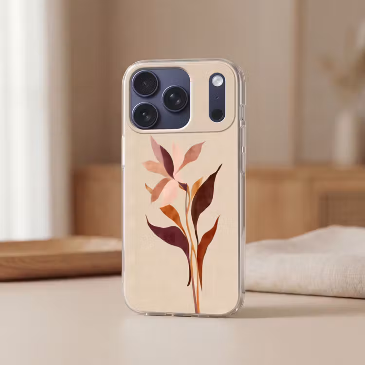 Bloemen - Blaadjes - Minimalistisch - Roze Telefoonhoesje iPhone 17 Pro klein -sfeer2