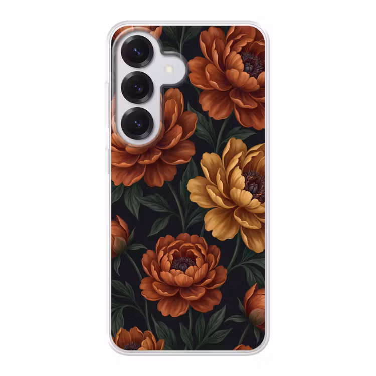 Bloemen - Bladeren - Natuur - Modern - Oranje Telefoonhoesje Samsung Galaxy S26 klein -3d