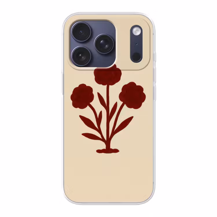 Bloemen - Bladeren - Rood - Minimalistisch Telefoonhoesje iPhone 17 Pro klein -3d