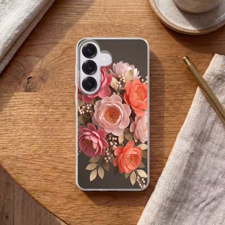 Bloemen - Bloesem - Zacht - Koraal - Decoratie Telefoonhoesje Samsung Galaxy S26 klein -sfeer1