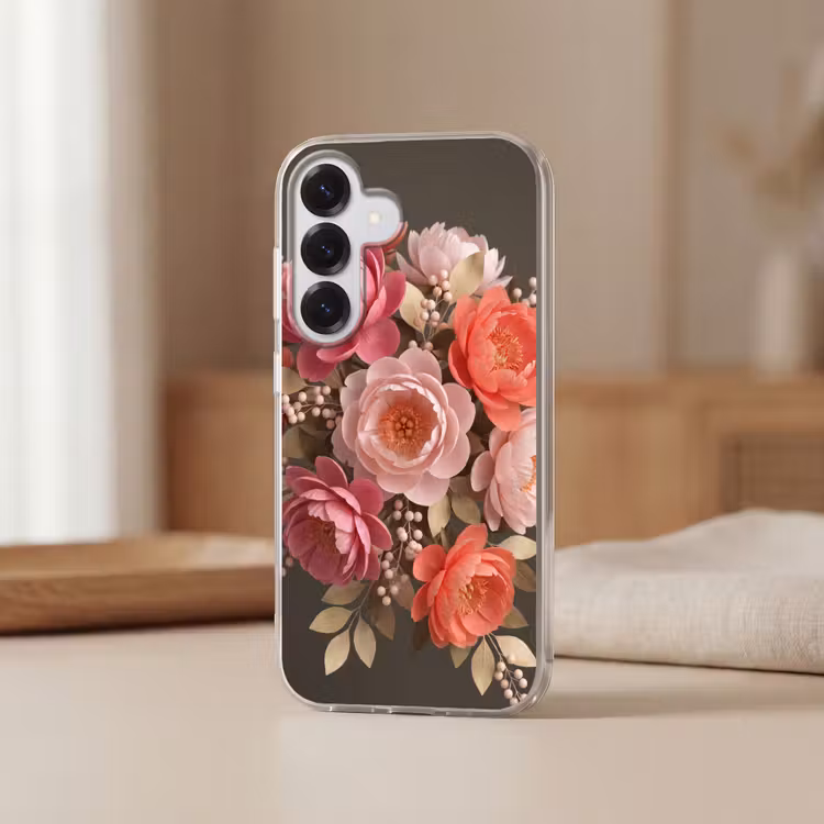 Bloemen - Bloesem - Zacht - Koraal - Decoratie Telefoonhoesje Samsung Galaxy S26 klein -sfeer2