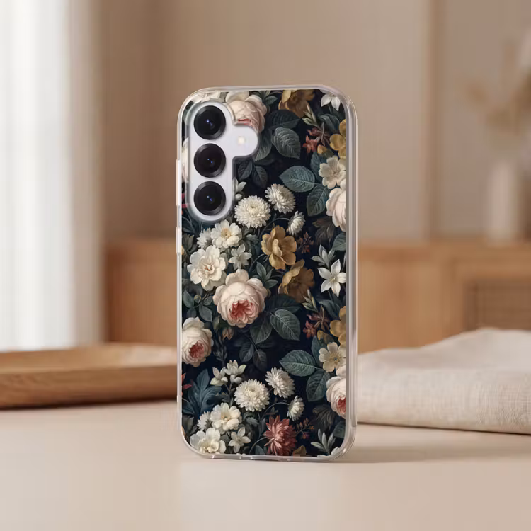 Bloemen - Boeket - Botanisch - Vintage - Donkere achtergrond Telefoonhoesje Samsung Galaxy S26 klein -sfeer2