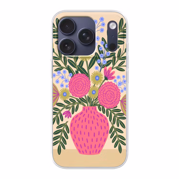 Bloemen - Boeket - Natuur - Abstract - Roze Telefoonhoesje iPhone 17 Pro klein -3d