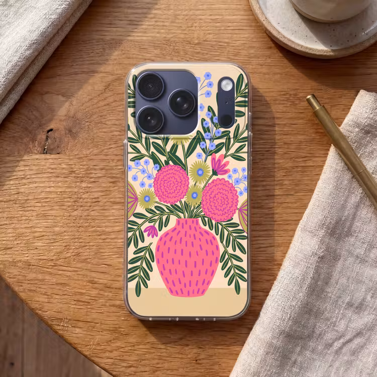Bloemen - Boeket - Natuur - Abstract - Roze Telefoonhoesje iPhone 17 Pro klein -sfeer1