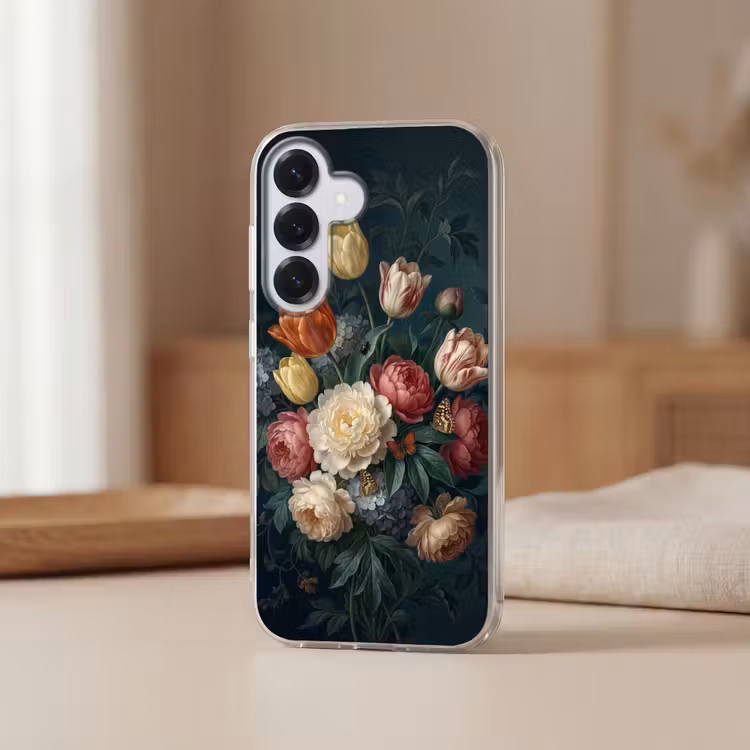 Bloemen - Boeket - Natuur - Klassiek - Donker Telefoonhoesje Samsung Galaxy S26 klein -sfeer2