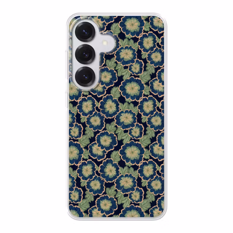 Bloemen - Borduurwerk - Patroon - Blauw - Groen Telefoonhoesje Samsung Galaxy S26 klein 975 -3d