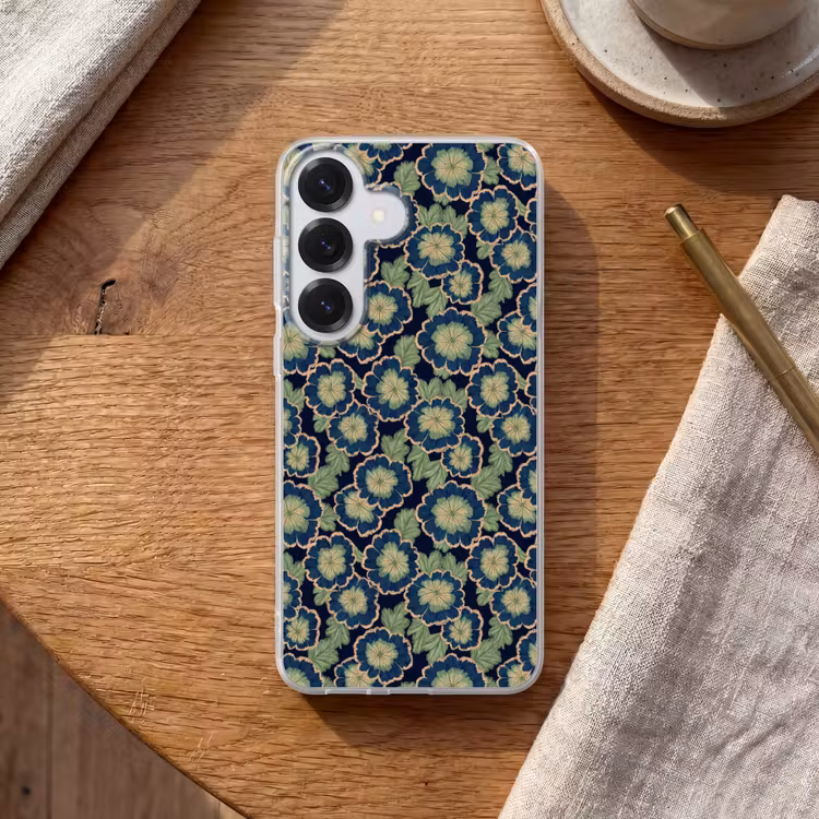 Bloemen - Borduurwerk - Patroon - Blauw - Groen Telefoonhoesje Samsung Galaxy S26 klein 975 -sfeer1