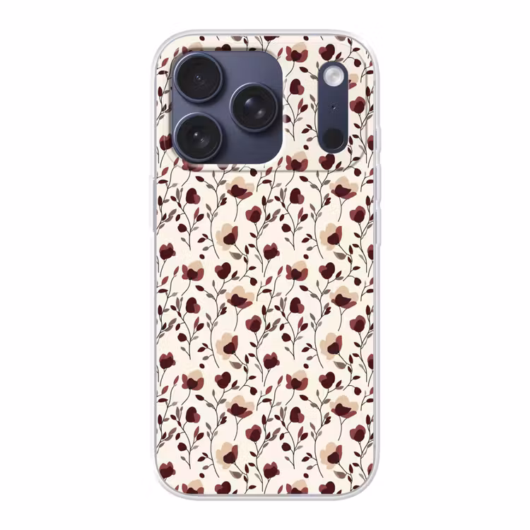 Bloemen - Botanisch - Bordeaux Telefoonhoesje iPhone 17 Pro klein 878 -3d