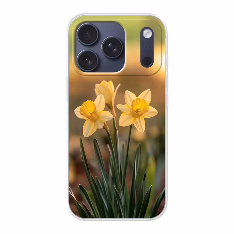 Bloemen - Geel - Wazig Telefoonhoesje iPhone 17 Pro klein -3d