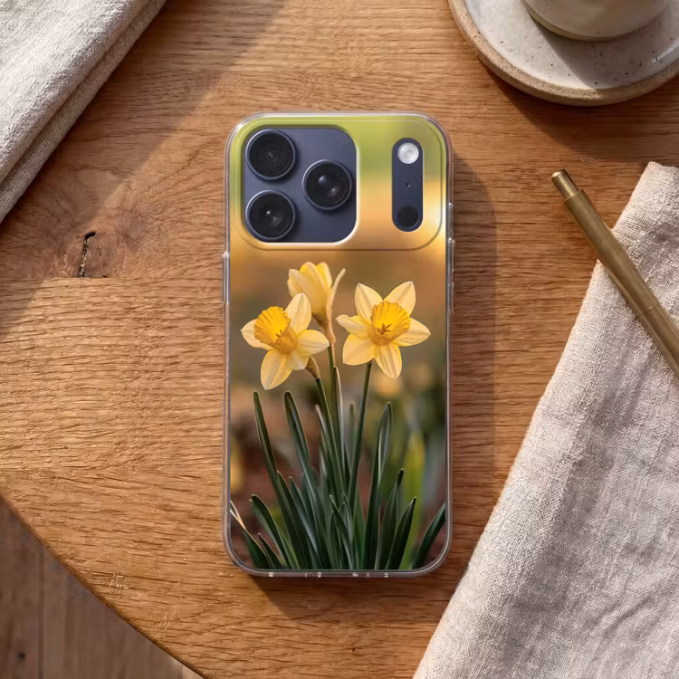 Bloemen - Geel - Wazig Telefoonhoesje iPhone 17 Pro klein -sfeer1