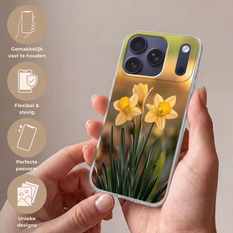 Bloemen - Geel - Wazig Telefoonhoesje iPhone 17 Pro klein -sfeer3_NL