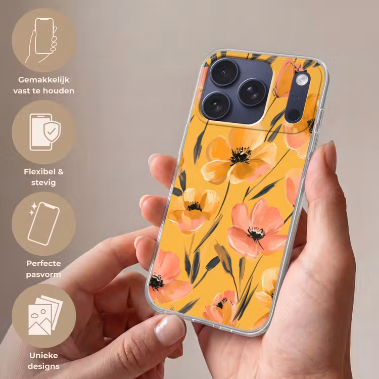 Bloemen - Geschilderd - Geel Telefoonhoesje iPhone 17 Pro klein -sfeer3_NL