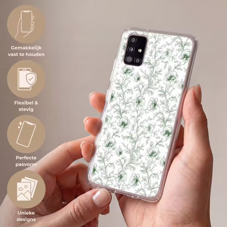 Bloemen - Getekend - Groen Telefoonhoesje Samsung Galaxy A51 5G klein 373 -sfeer3_NL