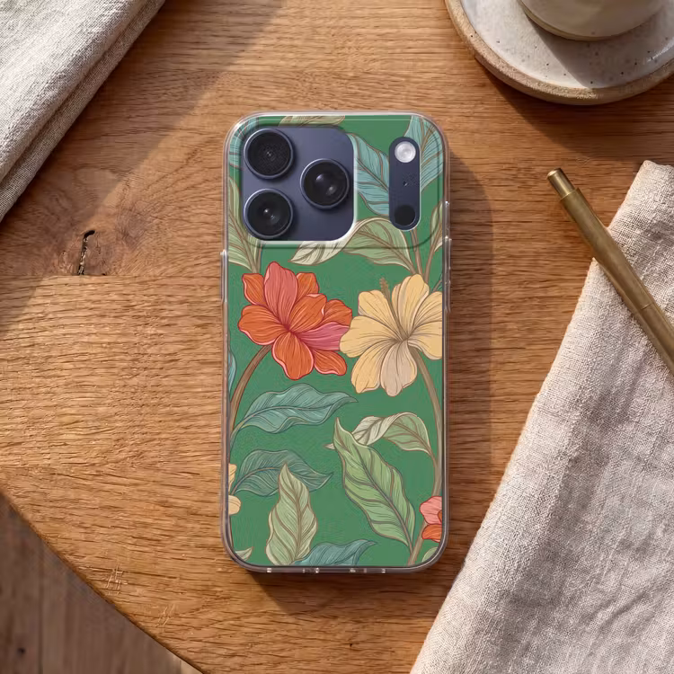 Telefoonhoesje - Bloemen - Groen - Illustratie - Bloemen - Groen - Illustratie Telefoonhoesje iPhone 17 Pro klein