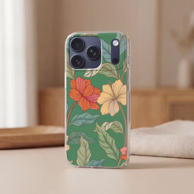 Telefoonhoesje - Bloemen - Groen - Illustratie - Bloemen - Groen - Illustratie Telefoonhoesje iPhone 17 Pro klein
