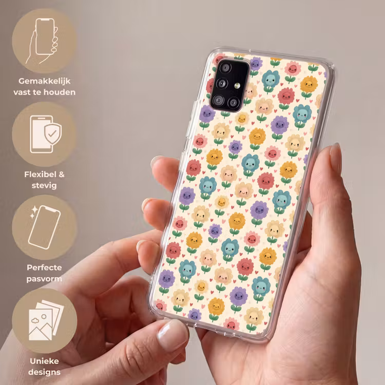 Bloemen - Hartjes - Kleurrijk Telefoonhoesje Samsung Galaxy A51 5G klein 373 -sfeer3_NL
