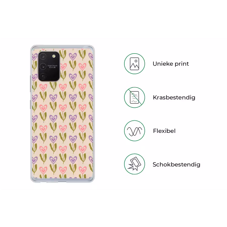 Bloemen - Hartjes - Patroon Telefoonhoesje Samsung Galaxy S10 Lite klein 364 -specsS10Lite